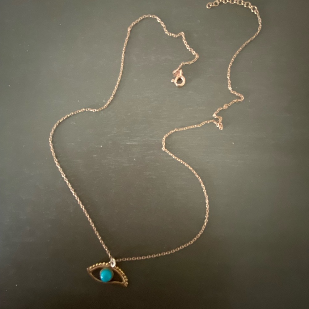 Rose gold plated evil eye necklace